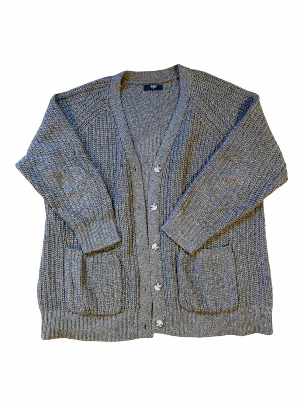 ABLE Cristina Boyfriend Cardigan Gray Chunky Knit - Size 1X